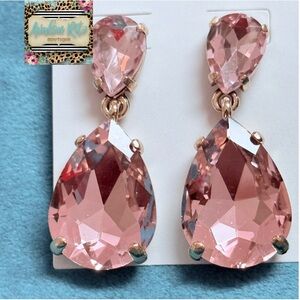 Pink Teardrop Dangle Earrings NEW